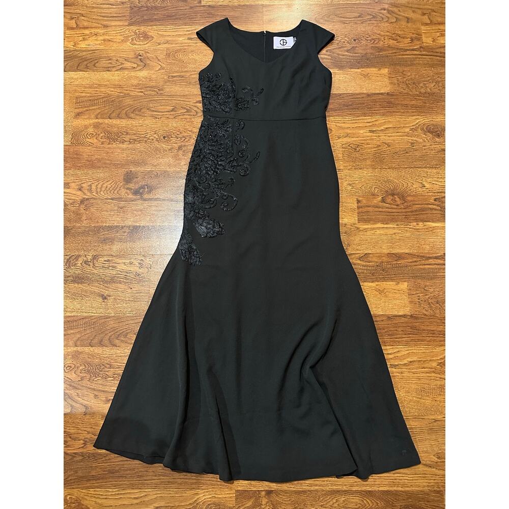 JS Collections Larisa Soutache Mermaid Gown Women’s 10 Black Beaded Formal Dress